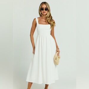 Pink Diamond White Linen Dress sold by Showpo.